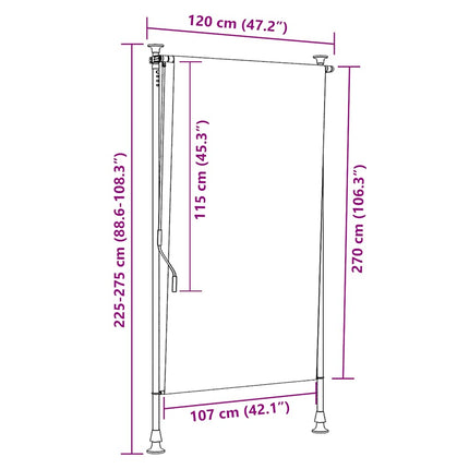 Rullgardin utomhus 120x270 cm antracit