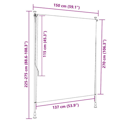 Rullgardin utomhus 150x270 cm antracit