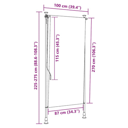 Rullgardin utomhus 100x270 cm gräddvit