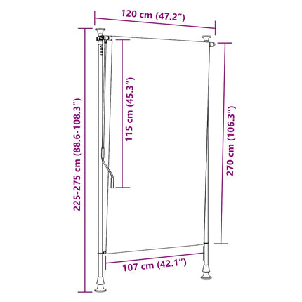 Rullgardin utomhus 120x270 cm gräddvit