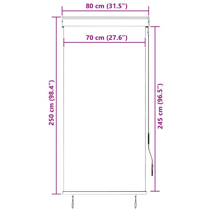 Rullgardin utomhus 80x250 cm vit och orange