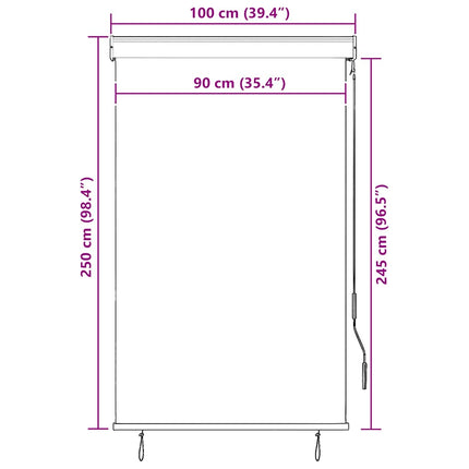Rullgardin utomhus 100x250 cm gul och blå
