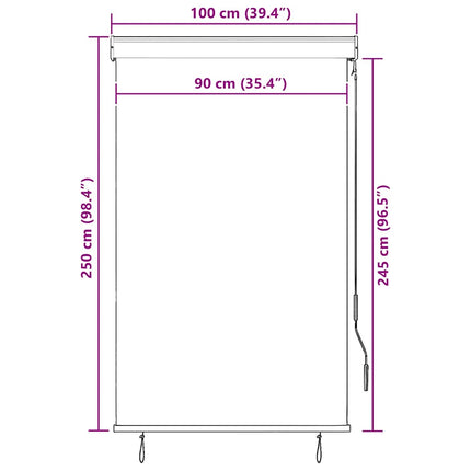 Rullgardin utomhus 100x250 cm vit och orange