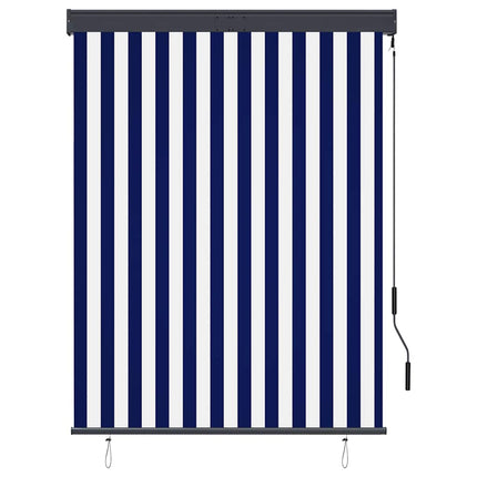 Rullgardin utomhus 120x250 cm blå och vit