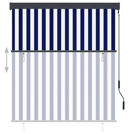 Rullgardin utomhus 140x250 cm blå och vit