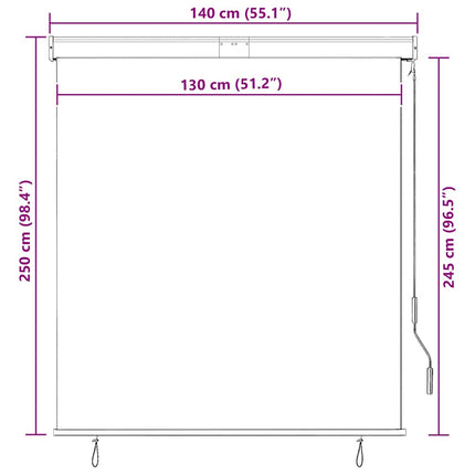 Rullgardin utomhus 140x250 cm blå och vit