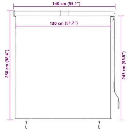 Rullgardin utomhus 140x250 cm gul och blå