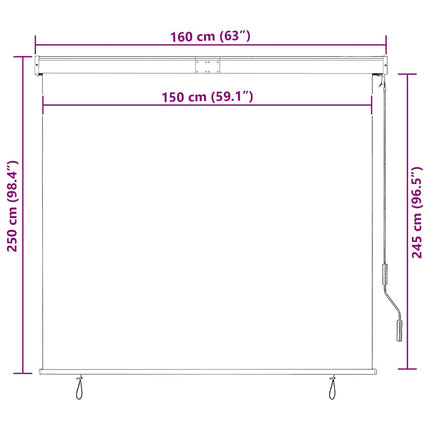 Rullgardin utomhus 160x250 cm antracit