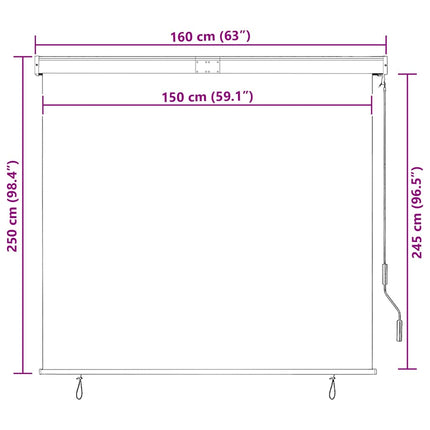 Rullgardin utomhus 160x250 cm orange och brun