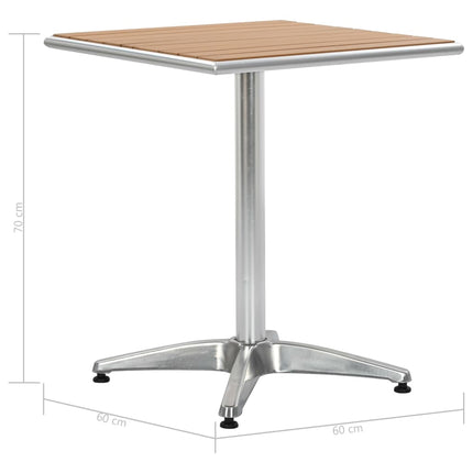 Trädgårdsbord silver 60x60x70 aluminium och WPC