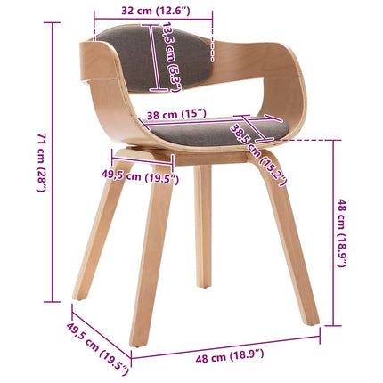 Matstolar 2 st böjträ och taupe tyg