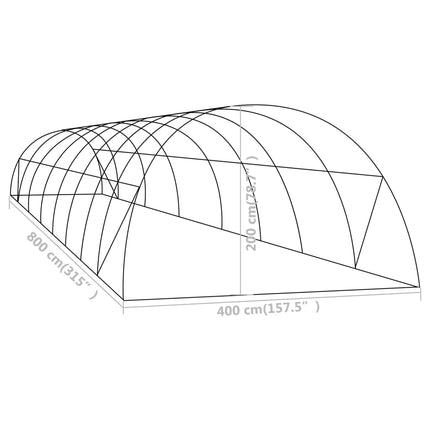 Växthus 32 m² 8x4x2 m