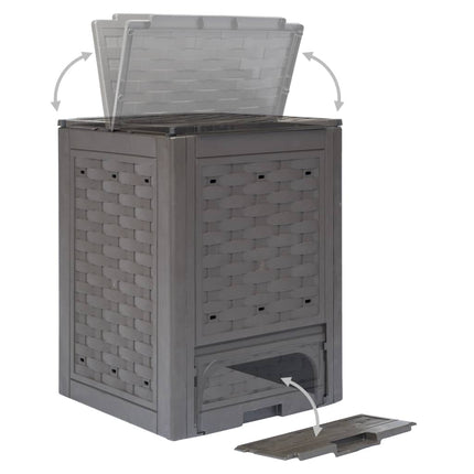 Trädgårdskompost 2 st brun 60x60x83 cm 600 L plastrotting