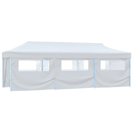 Pop-Up hopfällbart partytält med 8 sidoväggar 3x9 m vit