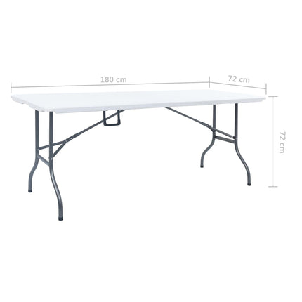 Hopfällbart trädgårdsbord vit 180x72x72 cm HDPE