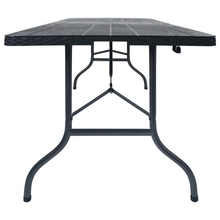 Hopfällbart trädgårdsbord svart 180x75x72 cm HDPE konstrotting