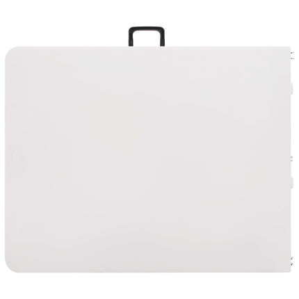 Hopfällbart trädgårdsbord med 2 bänkar 180 cm stål och HDPE vit