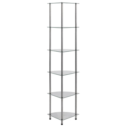 Hylla 6 hyllplan transparent 30x30x160 cm härdat glas