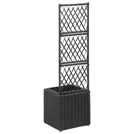 Spaljé med 1 kruka upphöjd 30x30x107 cm konstrotting svart