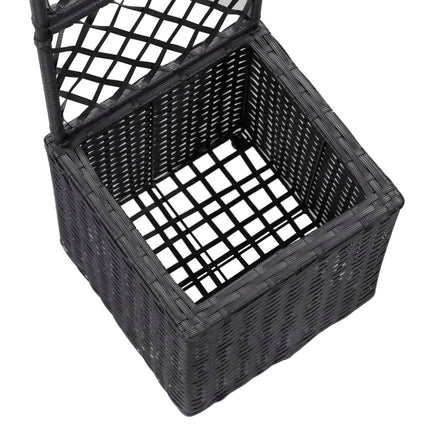 Spaljé med 1 kruka upphöjd 30x30x107 cm konstrotting svart