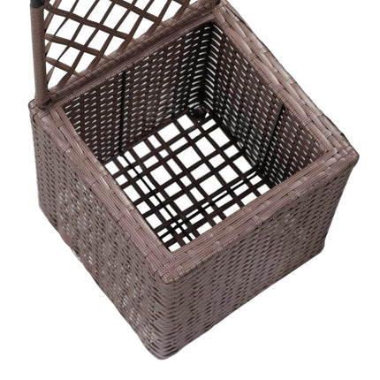 Spaljé med 1 kruka upphöjd 30x30x107 cm konstrotting brun