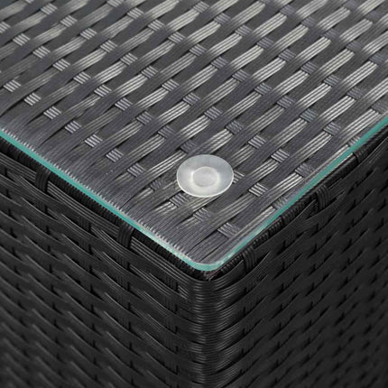 Sidobord 3 delar med glasskiva svart konstrotting