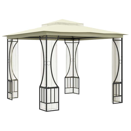 Paviljong med nät 300x300x265 cm gräddvit