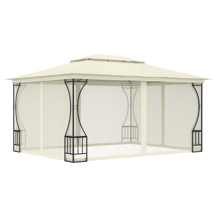 Paviljong med nät 300x400x265 cm gräddvit