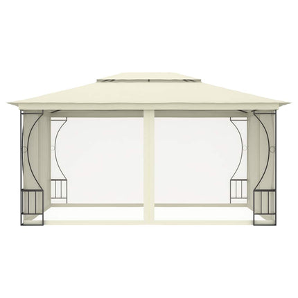 Paviljong med nät 300x400x265 cm gräddvit