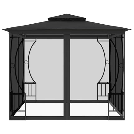 Paviljong med nät 300x300x265 cm antracit