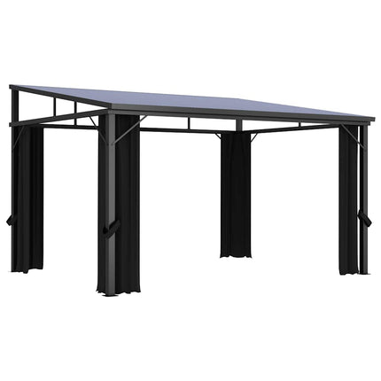 Paviljong med gardiner 405x294x244 cm antracit