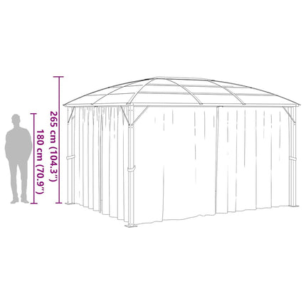 Paviljong med draperi 400x300x265 cm antracit