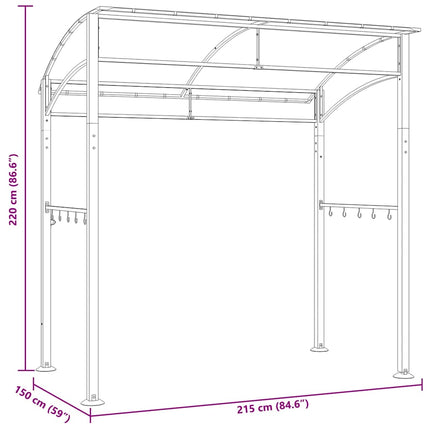 Grilltält 215x150x220 cm antracit stål