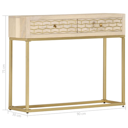 Avlastningsbord guld 90x30x75 cm massivt mangoträ