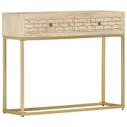 Avlastningsbord guld 90x30x75 cm massivt mangoträ
