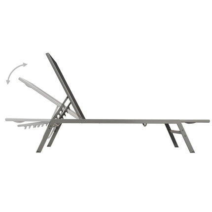 Solsängar 2 st med bord stål och textilene svart