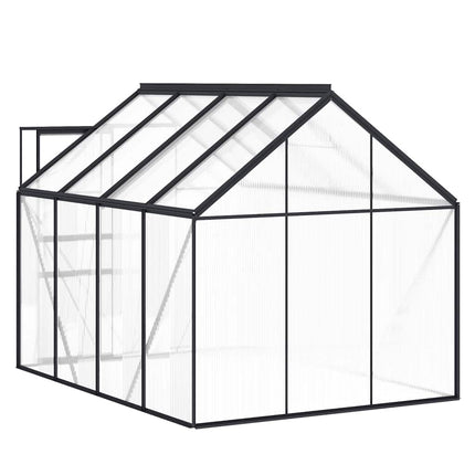 Växthus med basram antracit aluminium 4,75 m²