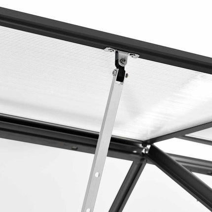 Växthus med basram antracit aluminium 4,75 m²