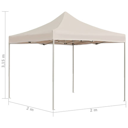 Hopfällbart partytält aluminium 2x2 m gräddvit