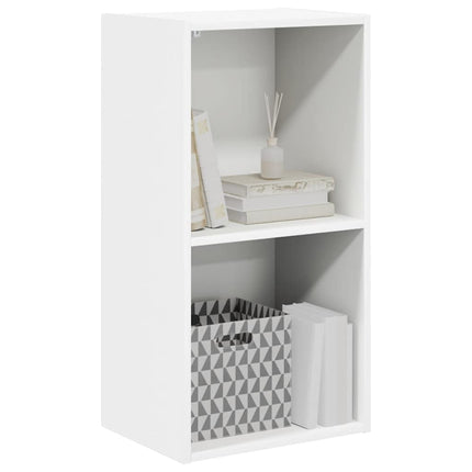 Bokhylla med 2 hyllor vit 40x30x76,5 cm konstruerat trä