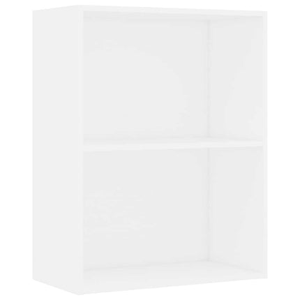 Bokhylla med 2 hyllor vit 60x30x76,5 cm konstruerat trä