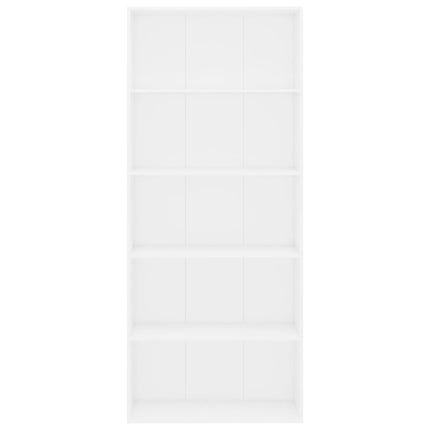 Bokhylla 5 hyllor vit 80x30x189 cm konstruerat trä