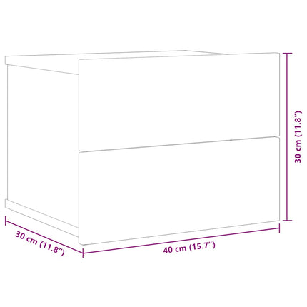Sängbord vit 40x30x30 cm konstruerat trä