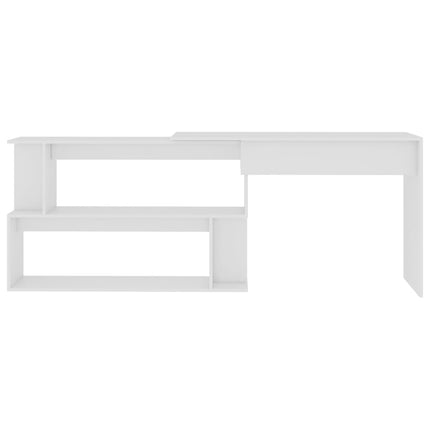 Hörnskrivbord vit 200x50x76 cm konstruerat trä