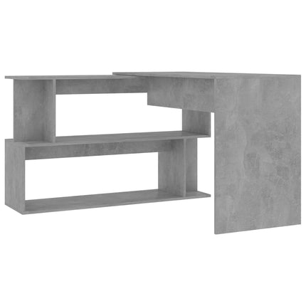Skrivbord hörn betonggrå 200x50x76 cm konstruerat trä