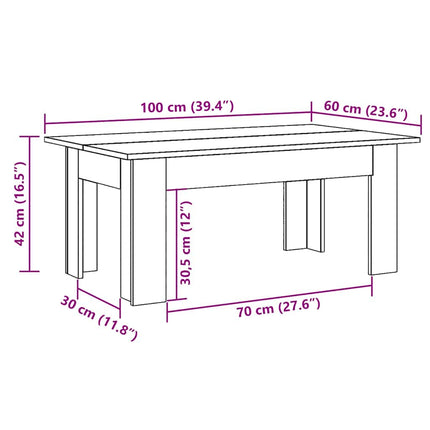 Soffbord svart 100x60x42 cm konstruerat trä