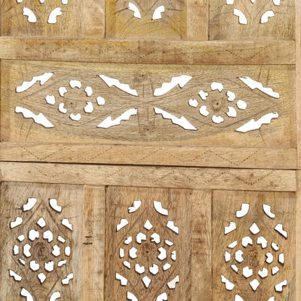 Rumsavdelare 5 paneler handsnidad 200x165 cm massivt mangoträ