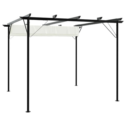 Pergola med indragbart tak gräddvit 3x3 m stål