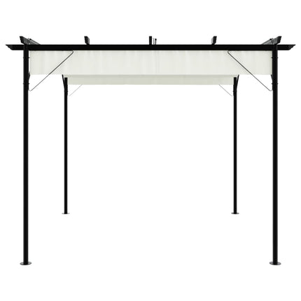 Pergola med indragbart tak gräddvit 3x3 m stål