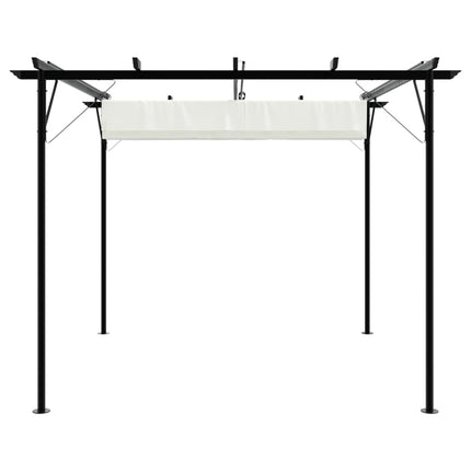Pergola med indragbart tak gräddvit 3x3 m stål